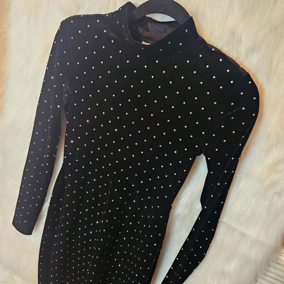 H&M Bodycon Longsleeve Mockneck Sparkle Mini Dress - Picture 2 of 6